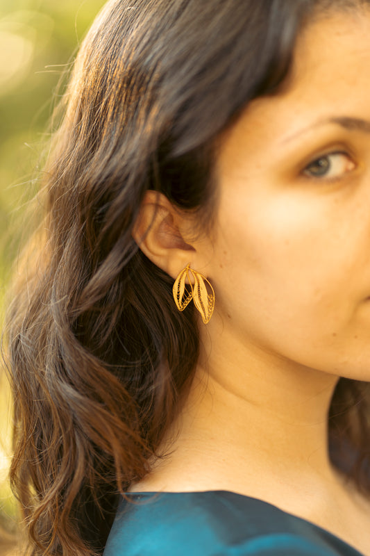 Brincos Folhagem Dourada